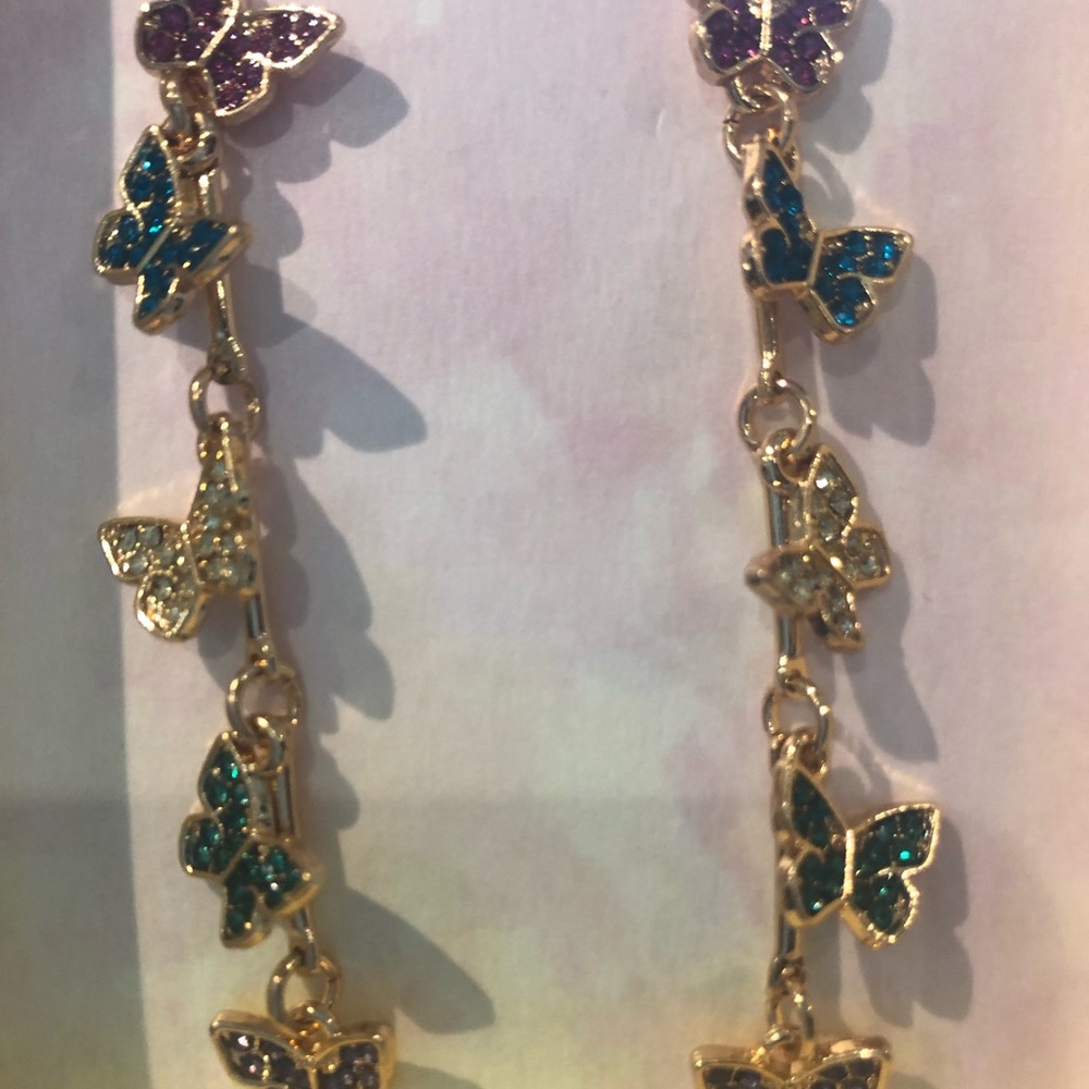 NIB C&C CALIFORNIA RHINESTONE BUTTERFLY EARRINGS - Picture 4 of 12